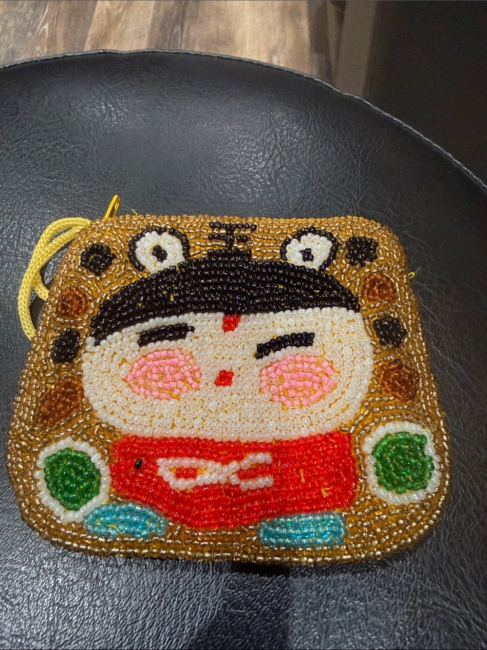 Beaded Lucky Cat Coin Purse - Gold Multicolor